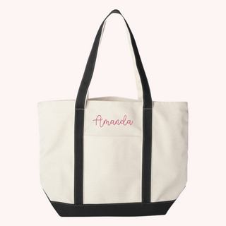 Embroidered Name Boat Tote